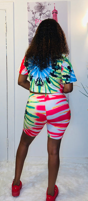 Touch Of Color Biker Short Set - Tamaracloset