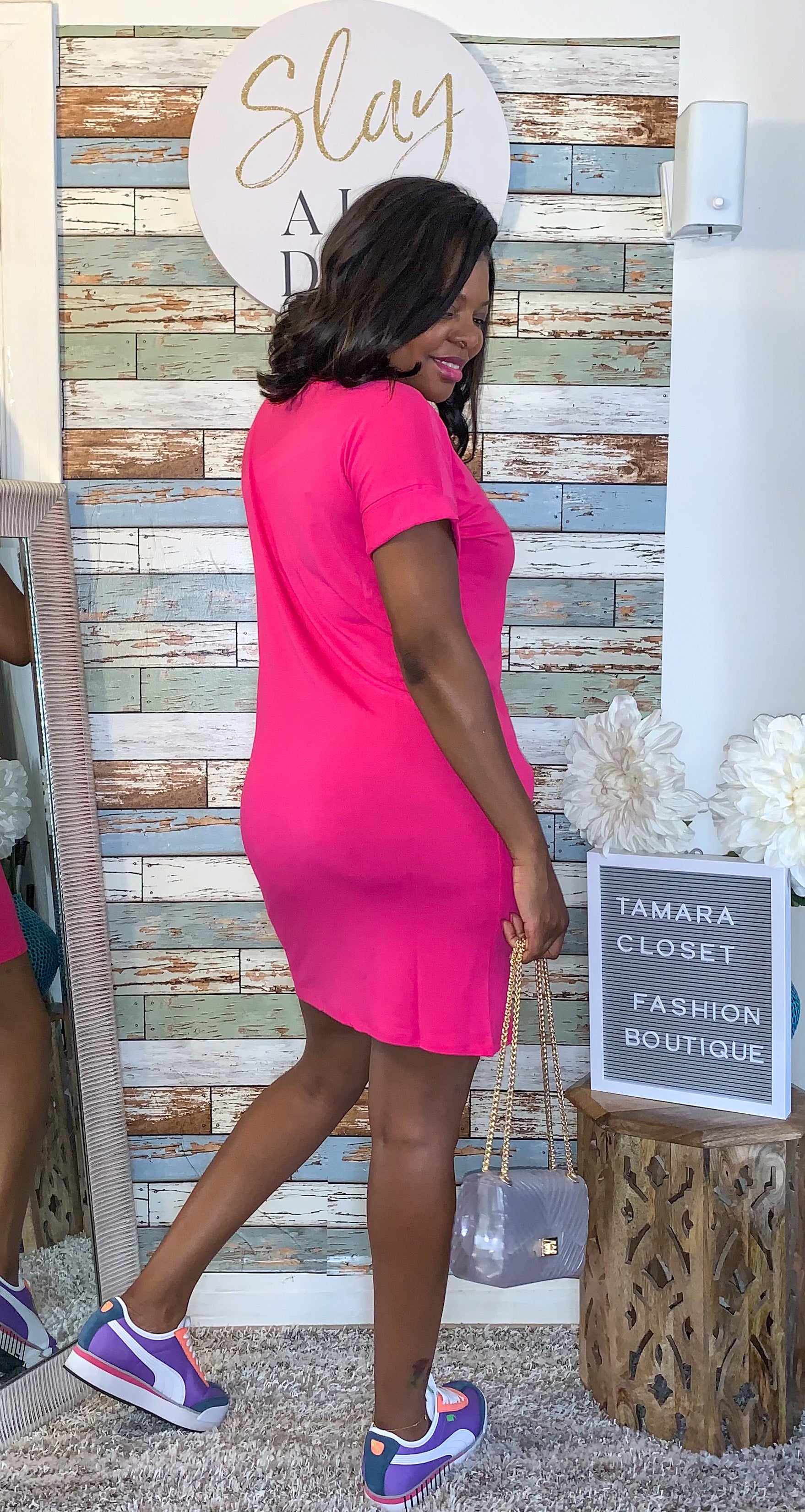 Hot pink t dress