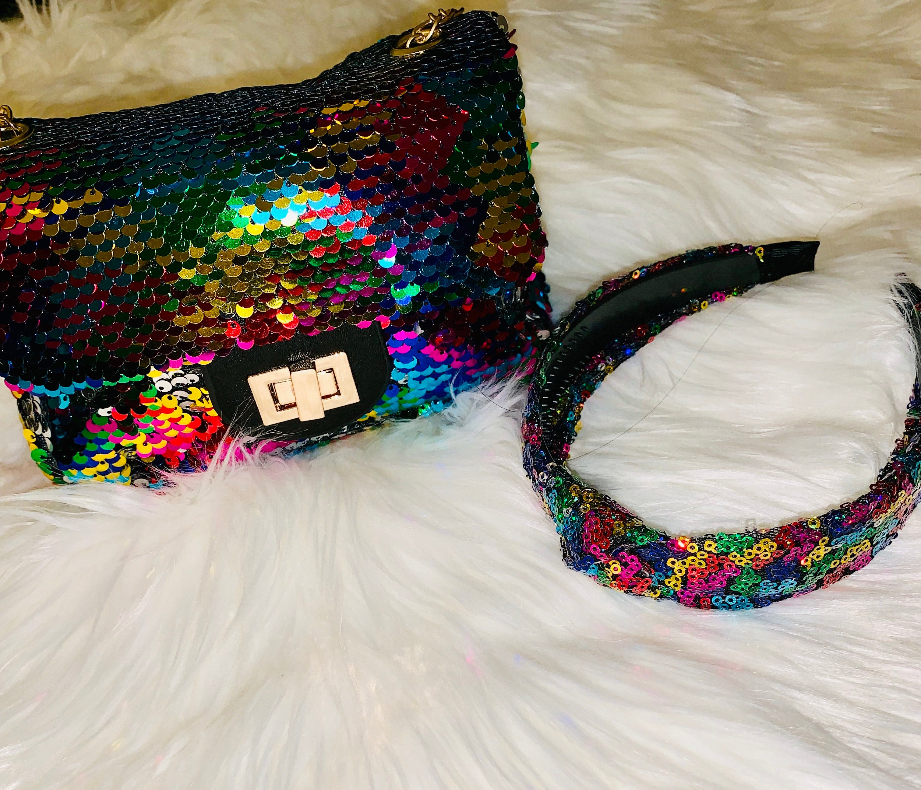 SEQUINS PURSE AND HEADBAND - Tamaracloset
