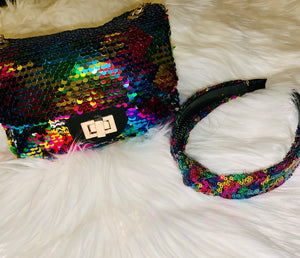 SEQUINS PURSE AND HEADBAND - Tamaracloset