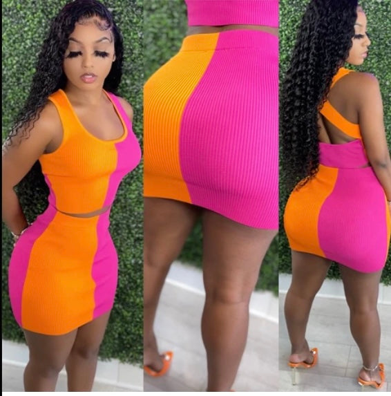 Sassy Mix Color Skirt Set